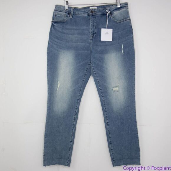 NEW Pistola cropped cuffed distressed jeans in better‎ half wash, 18W - Picture 1 of 14